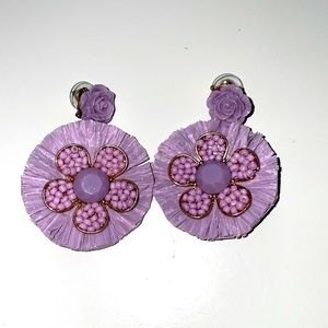 Purple Raffia Earrings
